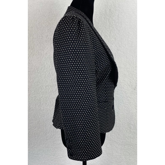 (VTG) NANETTE LEPORE •  Black Embroidered Dot Pattern Wool Blazer - Picture 6 of 16